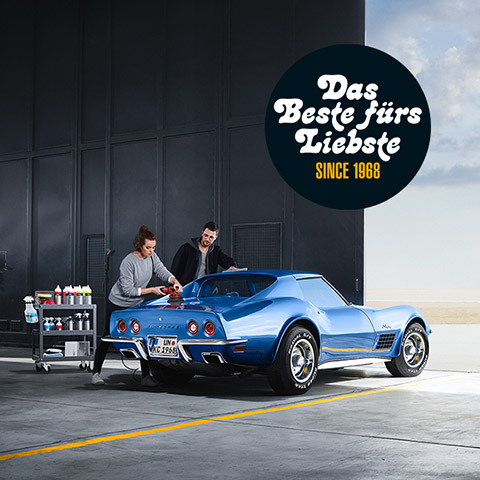 50th anniversary campaign with a blue Corvette